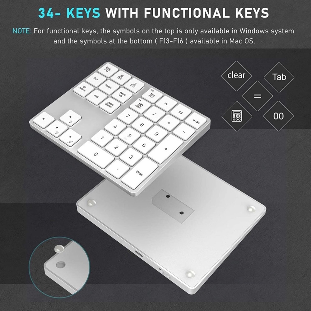 Bluetooth Backlit Numeric Keypad Wireless - Picture 4 of 7